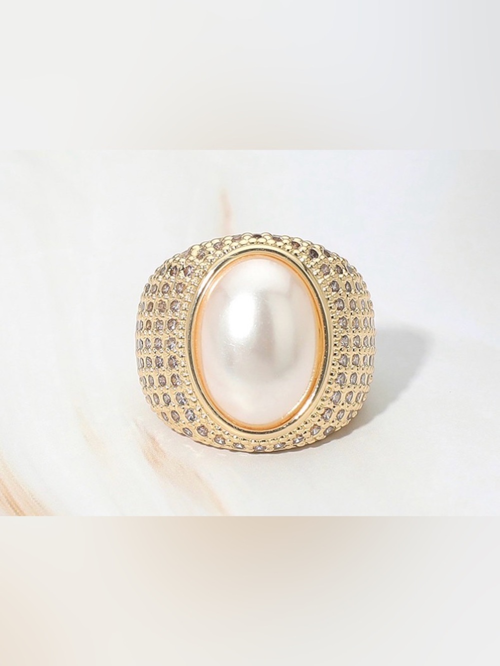 Gold Pearl Dome Ring